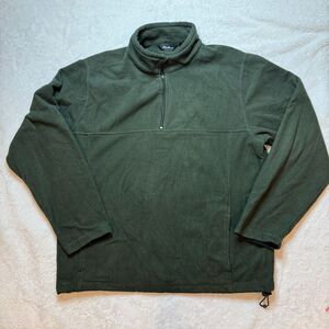 Eddie Bauer Sweater Men's XL Tall Green 1/4 Zip Pullover‎ Fleece Logo Outdoors